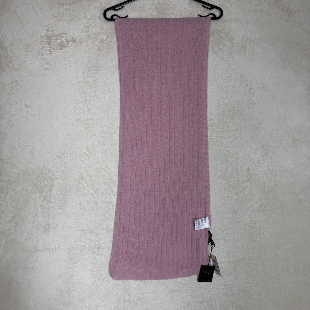 Charter Club Luxury 100% Cashmere Scarf Pink Ribbed Knit Winter Wrap NWT Soft